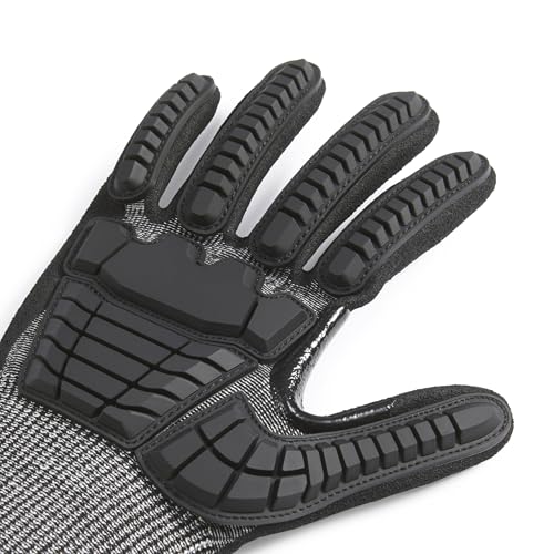 Amazon Basics Impact Protection Work Gloves - Cut Level A2, ANSI Level 4 Abrasion, Touchscreen Compatible, 15G Sandy Nitrile Palm, Small, 10 Pack, Black with Yellow Edge - image 4
