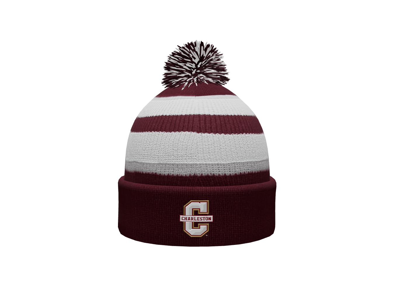 Sport Your Gear College of Charleston Cougars Prime Cuffed Fold Over Pom Pom Winter Knit Hat Beanie Alternate