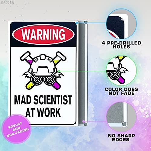 Mad Scientist Wall Decor Science Poster - 8x12" Mad Scientist At Work Warning Sign Science Gifts Mad Scientist Decor Chemistry Poster Wall Art Decor Metal Tin Sign - Aluminum Sign Science Posters — view 3