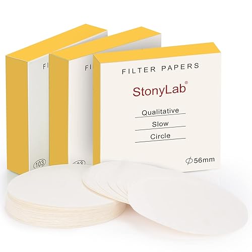 Miniatura 12 de stonylab Papel de filtro cualitativo, 100 paquetes de papel de filtro de celulosa de flujo lento con retención de partículas de 10 micras, diámetro