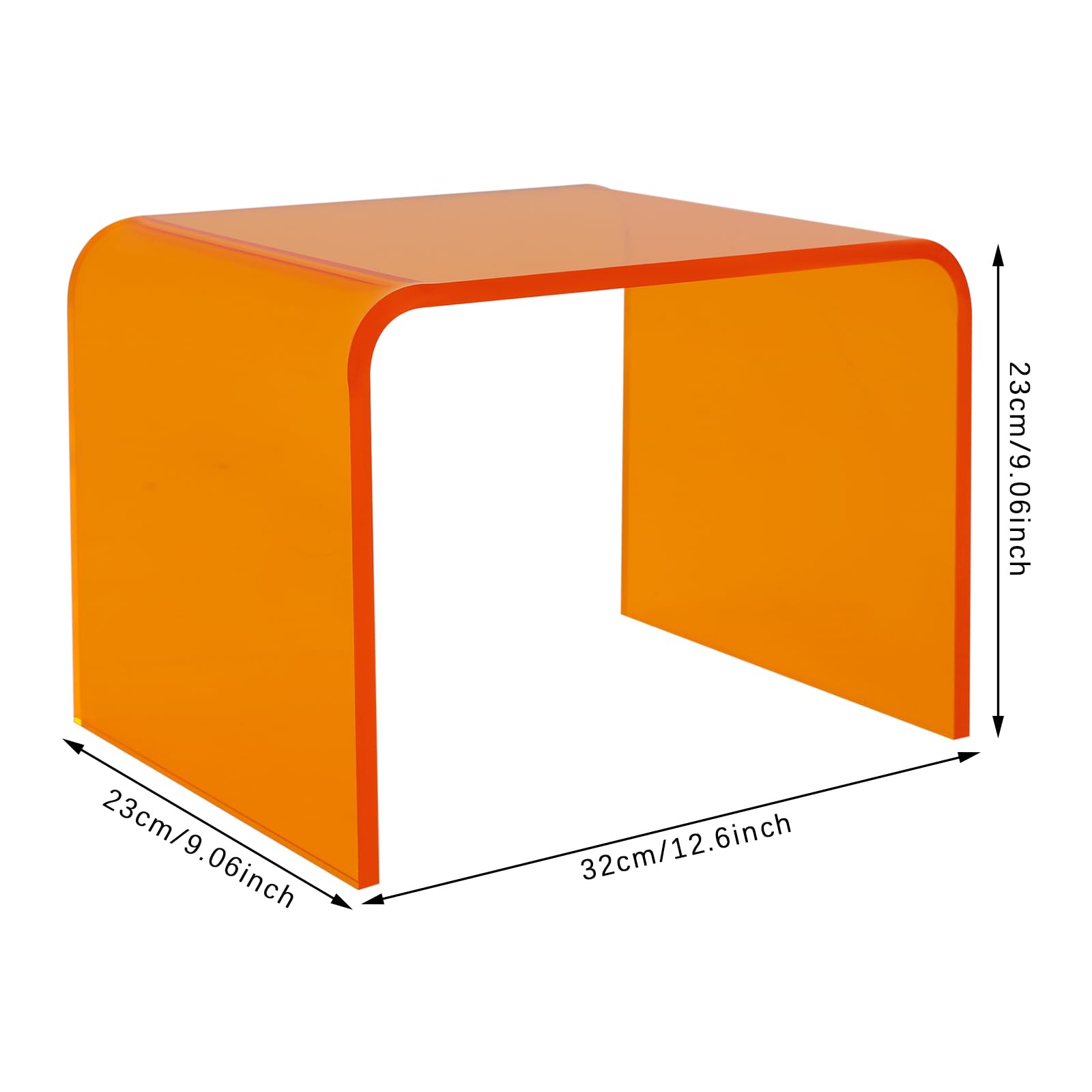 Sgabello in acrilico per doccia, sgabello da bagno, poggiapiedi trasparente, per bambini, adulti, in cucina, bagno (arancione)