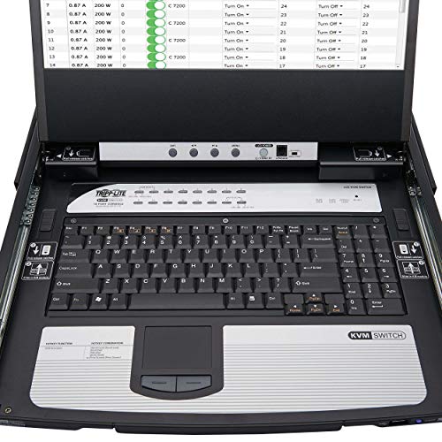 Image of Tripp Lite, 8-Port, NetDirector, DisplayPort, KVM, Switch, Console w / 17 in. LCD, Dual Rail, 1U Rack-Mount (B030-DP08-17D)
