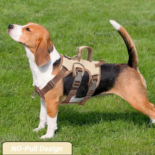 LiebeDD Geschirr Hund Klein, Sicherheitsgeschirr Hund Ausbruchsicher, Hundegeschirr Gepolstert mit 2 Griff und 2 Leinenclips, Anti Zieh Geschirr für Mittelgroße Kleine Hunde und Welpen (Beige, S)