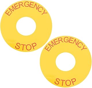 HOMSFOU 2pcs Signs Tag Labels Emergency Stop Caution Stickers Caution Emergency Stop Sticker Emergency Stop Sign Label Equipment Warning Emergency Stop Decal Mechanical Label Sticker PVC