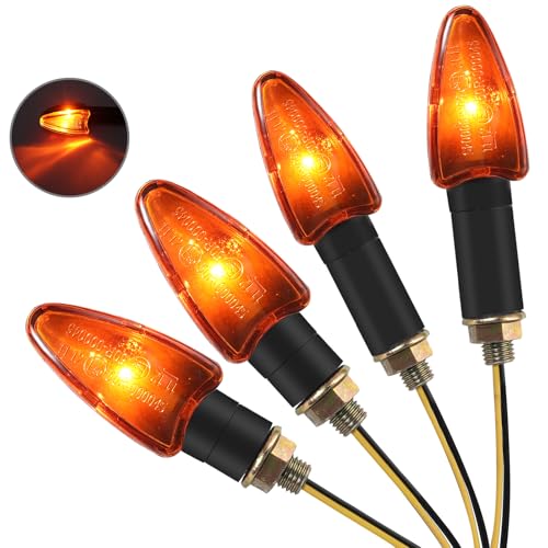 PROZOR 4pz Indicatori di Direzione Alogena con Omologazione E24 Frecce 10W Impermeabile IP65 per Moto Motocletta Motocicletta Chopper Scooter Indicatore di Direzione Luce Ambra M10 con Paralume Giallo