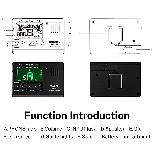 Donner Metronome Tuner For All Instruments - Guitar, Bass, Violin, Ukulele, Trumpet, Chromatic, Clarinet, Flute, 3 In 1 Digital Metronome With Tuner/Metronome/Tone Generator, Dmt-01 #TOP5