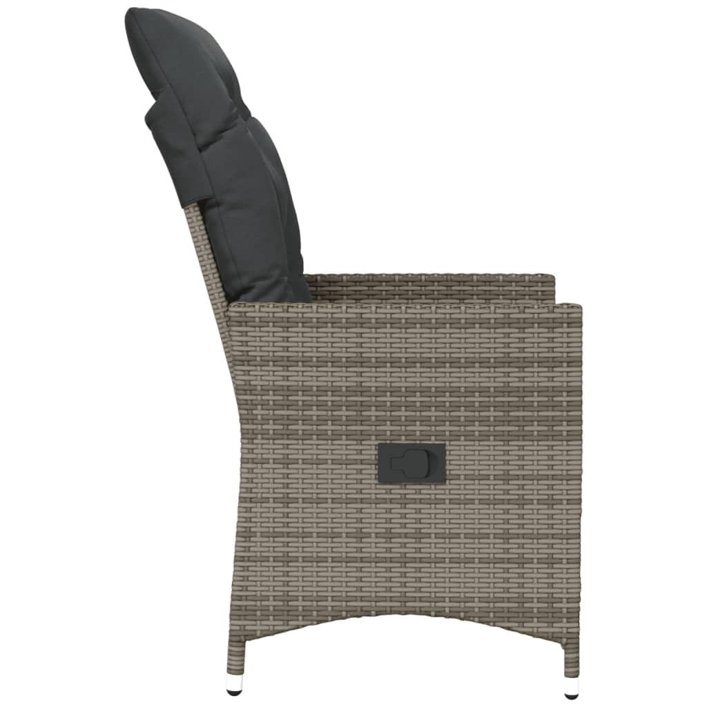 vidaXL Chaises inclinables de Jardin Lot de 2 et Coussins Gris rotin, Fauteuil de Jardin inclinable, Fauteuil inclinable de Jardin, Chaise inclinable d'extérieur