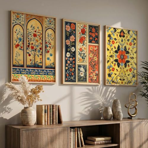 Image of kotart Paintings Home Decoration For Living Room Bed Room Hotel Wall Decor Digital Reprint | Indian Traditional Madhubani Wall Art Painting With Frame Set of 3 (20x30 Inch)