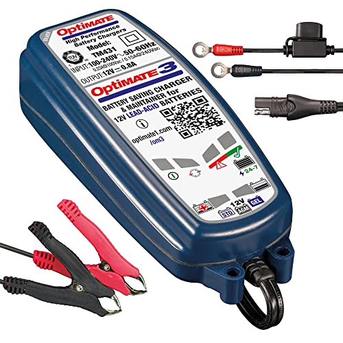 Tecmate Optimate 3, TM-431, 7-Step 12V 0.8A Sealed Battery Saving Charger & maintainer