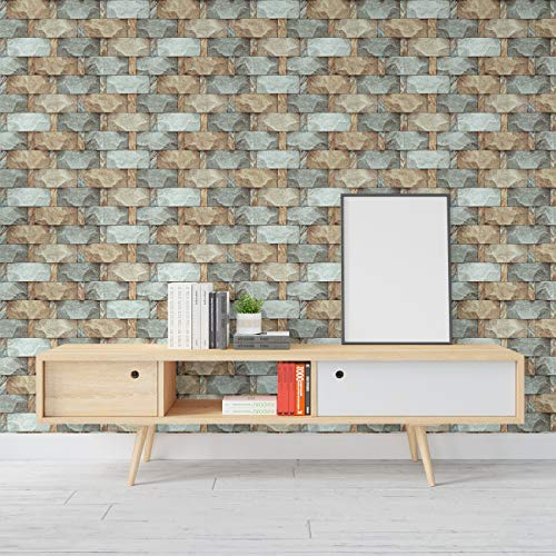 Image of DWELLSINDIA Stone Brick Self Adhesive Wallpaper Waterproof, Scratch Resistant, Laminated 41cm x 244cm