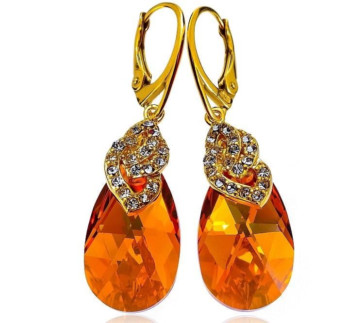 Boucles d'oreilles en argent plaqué or 24K et topaze artisanale