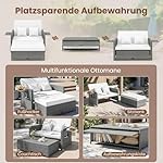 Giantex Rattan Lounge-Set mit Hocker & Liegefunktion