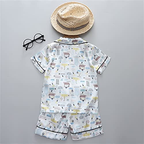 Toddler Girls Boys 𝐏ajama Sets Printed 2 Pieces 𝐏js 𝗦leepwear Kids Short Sleeve Button down Satin Loun𝗴ewear3