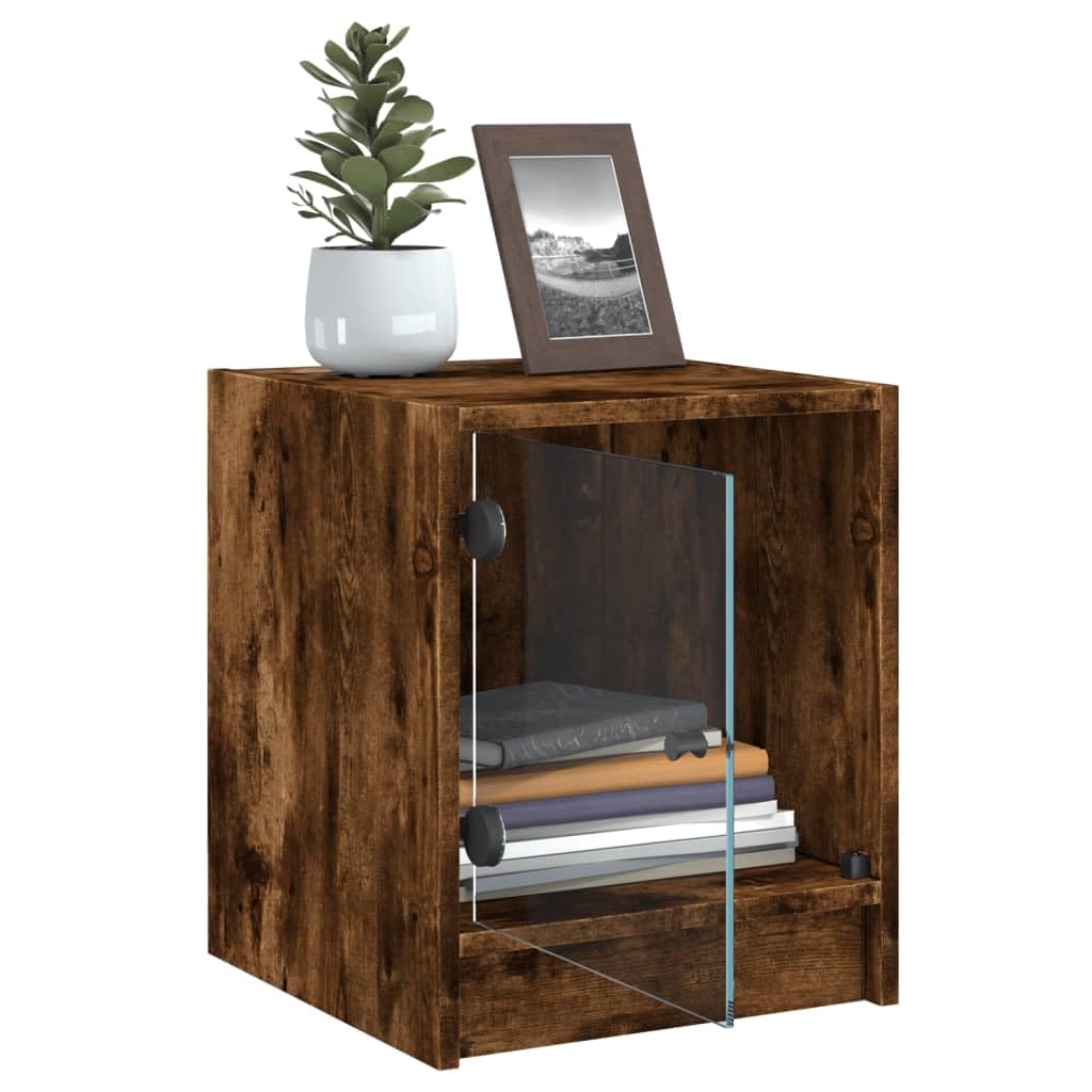 Elegante Nachttische mit Stauraum und Glastüren aus langlebigem Holzwerkstoff für Schlafzimmer und Wohnbereich