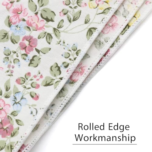 Image of Floral Pocket Squares for Men with Holder Printed Flower Mens Handkerchief Cotton Suit Pocket Hanky for Wedding