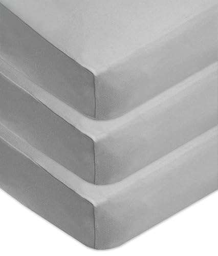 American Baby Company - Juego de 3 sábanas ajustadas para cuna de 100% algodón natural de 52" x 28" - Sábanas suaves, transpirables, hipoalergénicas