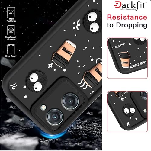 Image of Back Case Cover Compatible with Vivo T3 Lite 5G | Cute Fun Cartoon Ball 3D Coffee Silicone Case | Body Protection | Camera Protection | Shock Proof | Color Black | Pack of 1