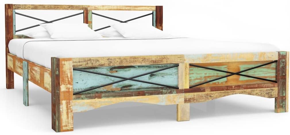 vidaXL Solid Reclaimed Wood Bed Frame in Multi-Color