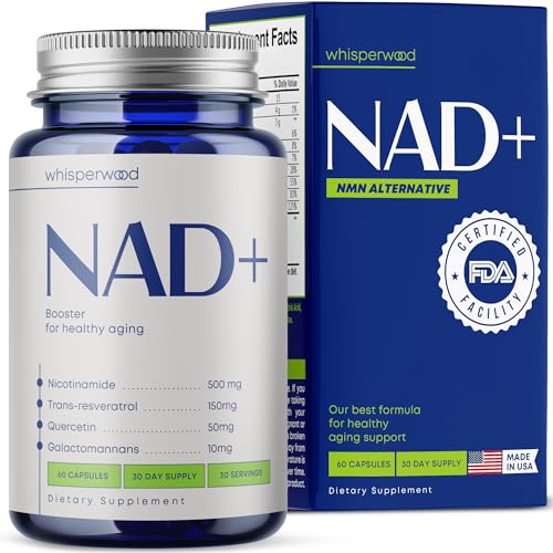 NAD+ Supplement with Nicotinamide Riboside Trans Resveratrol & Quercetin NAD Plus Complex for Energy Brain & Mitochondrial Support Antioxidant and Longevity Formula for Women & Men 60 capsules