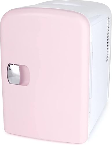 PERSONAL CHILLER Mini refrigerador 4L 6 latas refrigerador portátil y calentador refrigeradores compactos (rosa)