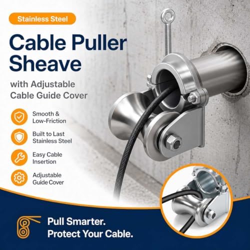 4" Stainless Steel Cable Puller Sheave with Adjustable Cable Guide Cover — 사진 3