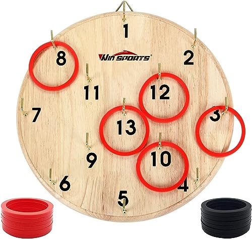 Win SPORTS Ring Toss Game,Indoor Outdoor for Kids Adults Family,Fun Tailgate or Hangs on Wall,Exciting Gift Idea, Safe & Durable Design,Includes 13 Metal Hooks and 14 Rubber Rings by WIn SPORTS - Used condition - US$14.53