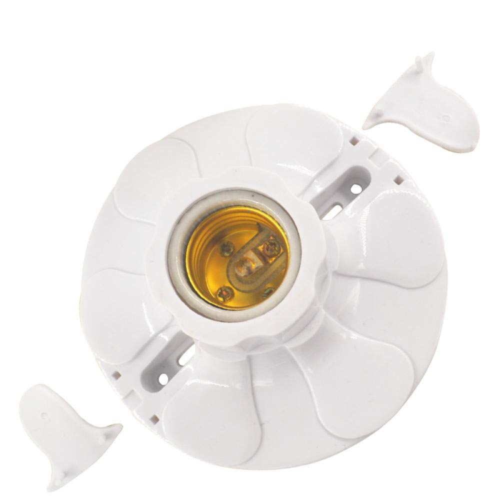 Bases Bombilla Plástico Y Porcelana 20 Piezas De 12 Cm De Diámetro Redondo E27 Soporte De Lámpara Plano Espiral Con Revestimiento De Cerámica Resistente Al Calor, 220 V Blanco-Blan