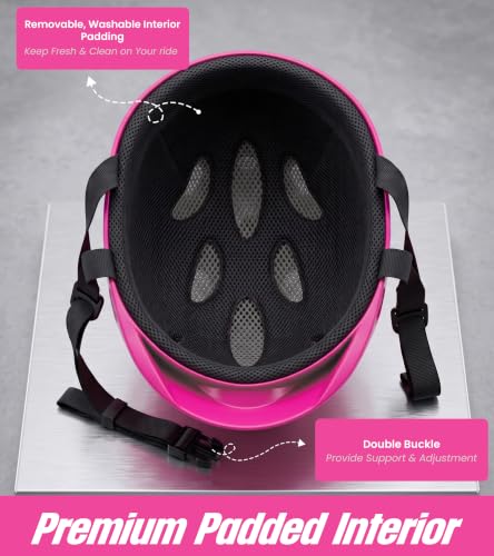 Image of OXYGEN Kids Bicycle Helmet for Age 3-8 Years | Lightweight Safety Helmet with Adjustable Strap & Air Vents | Size 24x17x10 cm | Ideal for Cycling, Skating, Scooter - Boys & Girls (Pink)