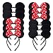 12 Pièces Noir Rouge Bandeaux pour Anniversaire Halloween Parties Maman Garçons Filles Cheveux Accessoires Belle Souris Oreilles Chapeaux Décorations (Noir Rouge)