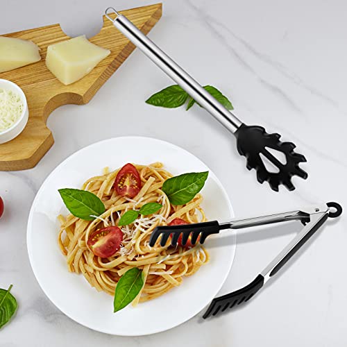 Ragnify Pack Of 2 Pasta Tong And Spaghetti Spoon Tool Set With Stainless Steel Handle And Bpa Free Silicone Tips For Serving Pasta Spaghetti Noodle #TOP4