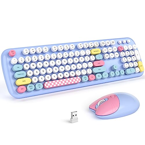 Wireless Keyboard and Mouse Combo, 2.4G Retro Typewriter...