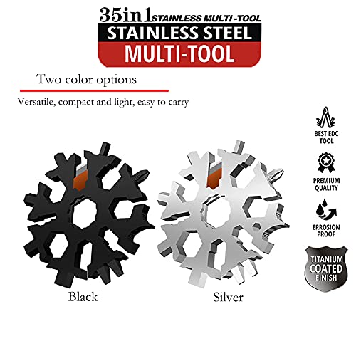 Huofse 35 In 1 Snowflake Wrench Multi Tool, Steel Snowflake Flat Phillips Screwdriver Kit/Wrench/Great Multi-Tool Gift, Portable To Take(Silver And Black) #TOP3