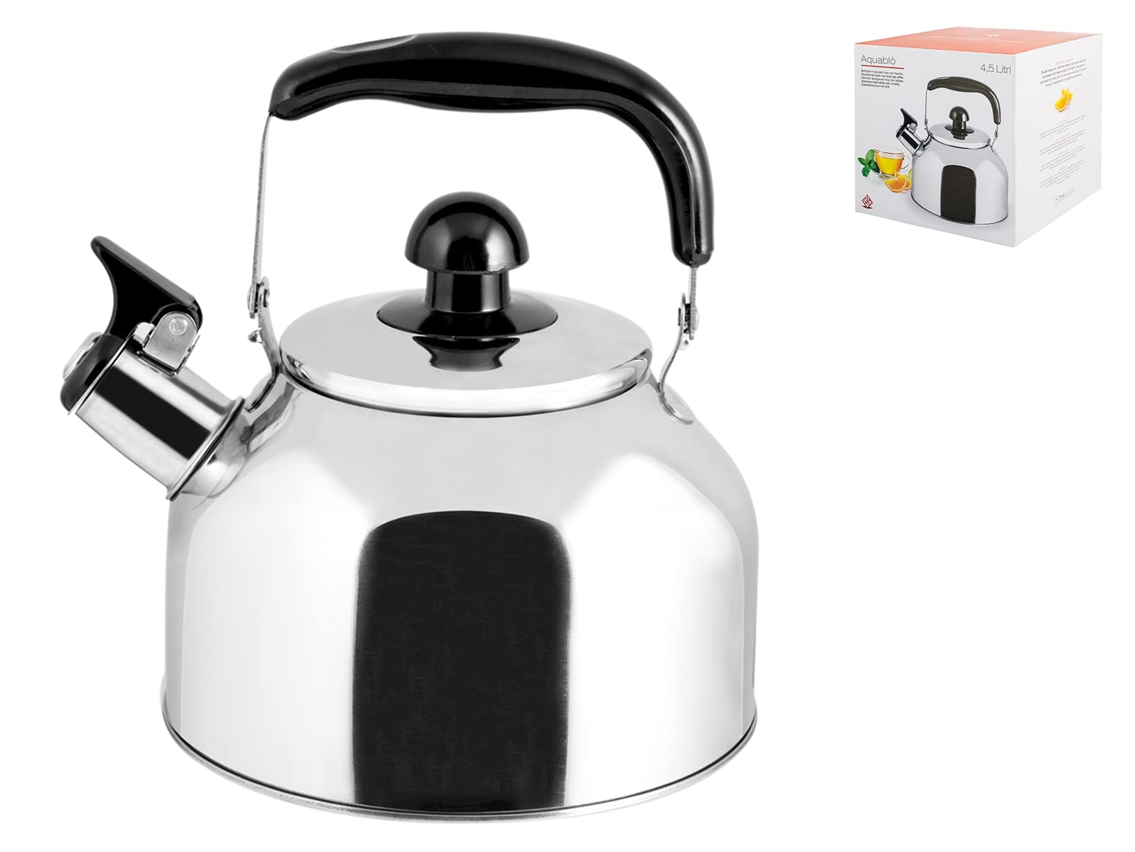 Bouilloire avec sifflet Home acquablò en métal gris pour cuisine