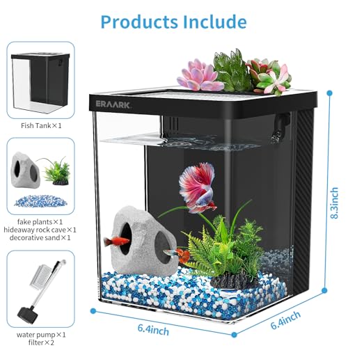 Eraark Aquarium Kit 1.5 Gallon Betta Fish Tank With Filter Led Light thumb #2