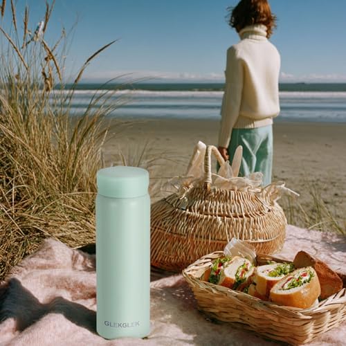 GLEKGLEK 280ml Portable Water Bottle - Double Wall Vacuum Mini Coffee Flask for Travel, Office, School & Outdoor (Mint) - Image 7