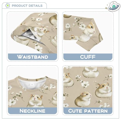 JUNZAN Sweet Hamster animal Beige Big Girls Hooded Sweatshirt Crewneck Hoodies for Girls Party 4T3