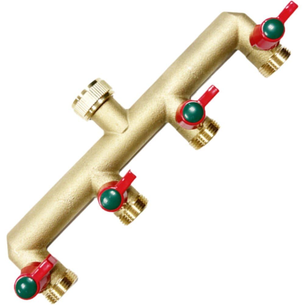 Sdoppiatore per Tubo Giardino in Ottone Massiccio, Distributore per Rubinetto 'Acqua in Ottone a 4 Vie, Raccordo Rapido per Tubo Giardino a Prova di Perdite (3/4 di Pollice)