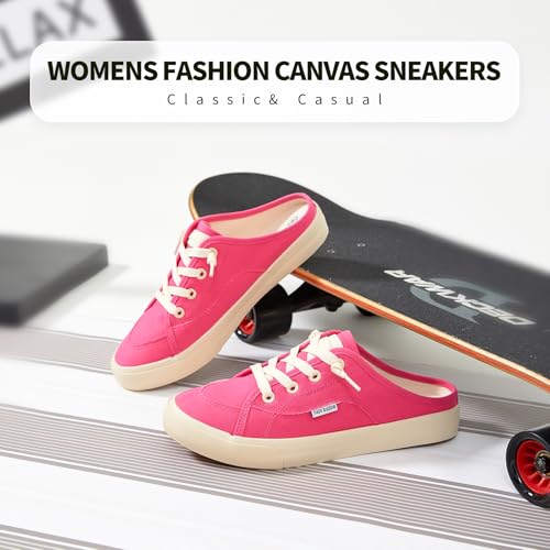 Image of hash bubbie Women's Mules Slip on Sneakers Canvas Tennis Shoes | backless summer close toed sandals non slip on walking casual comfortable