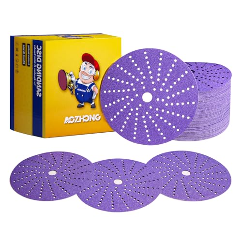 Image of 6 in - 50 Pcs Ceramic Multi-Hole Sanding Disc, Assorted Grits 80,120,180,220,320,400 Hook and Loop Sanding Disc, Premium Option for Metal Wood, Stock Removal, Fine Finishing
