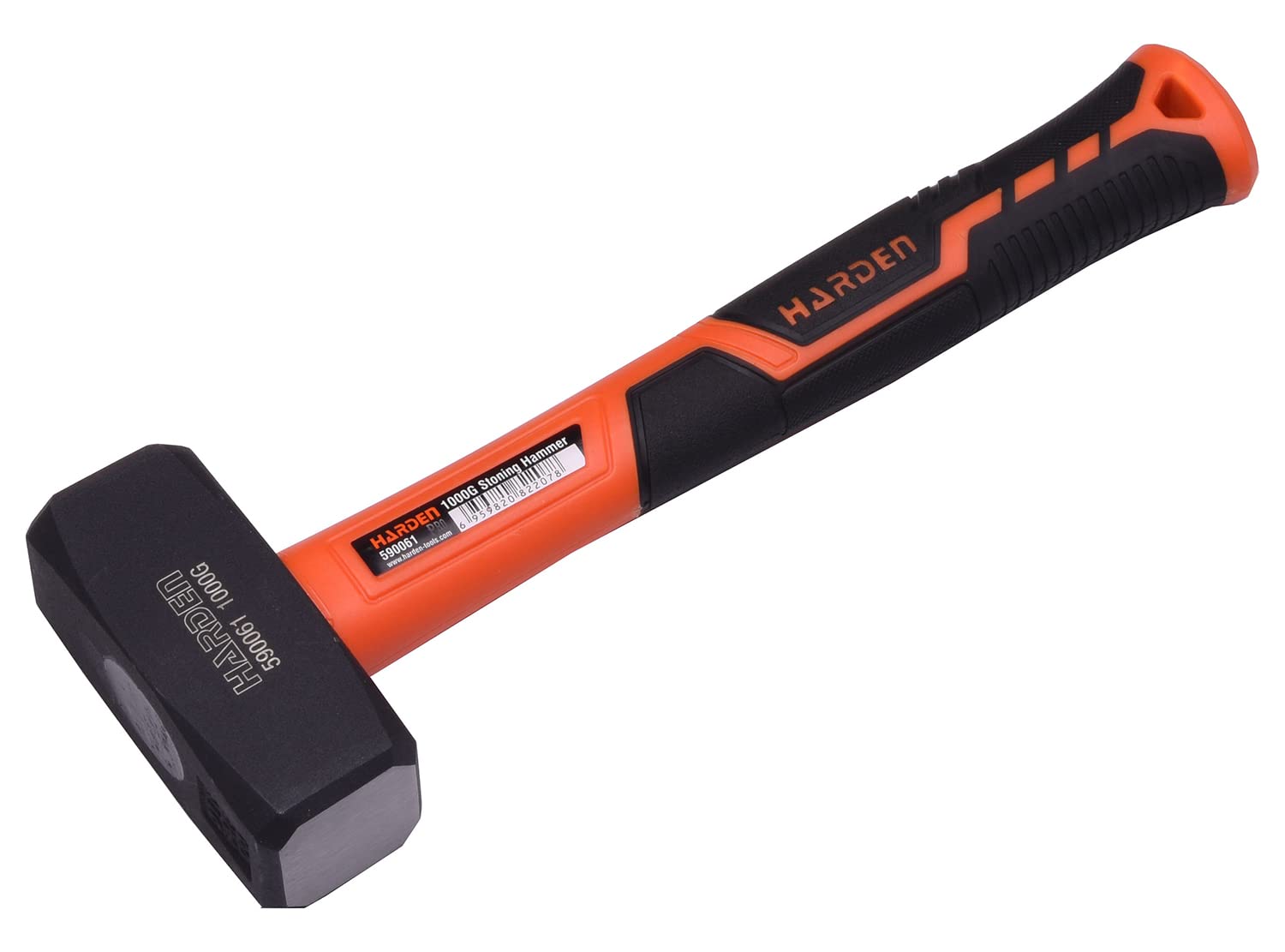 Harden1000 grams (1KG) Professional Stoning Sledgehammer, Forged Fine Grain Carbon Steel Head, Ergonomic Fiberglass Handle - 590061