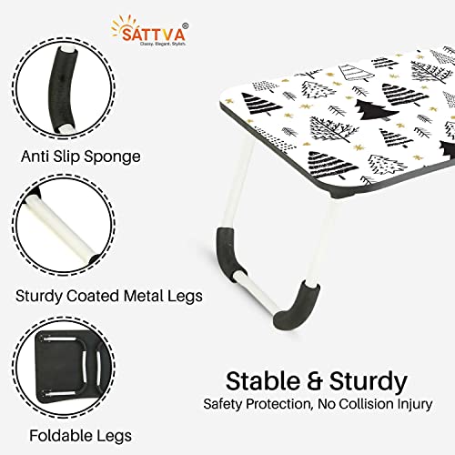 Image of Sattva Multipurpose Printed Laptop Table | Study Table | Bed Table | Foldable and Portable | Wooden Table | Writing Desk | Portable Non Slip Legs Table Black Forest
