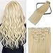 Clip in Hair Extensions Human Hair Bleached Blonde Hair Extensions Human Hair Extensions Stainless Clips Thick Full Head 70g #613 22Inch 7PCS
