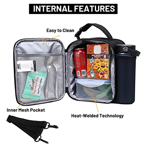 Mier Expandable Lunch Bag Insulated Lunch Box For Men To Work Travel Portable Lunchbox Bags With Shoulder Strap And Water Bottle Holder(Black/Red) #TOP1