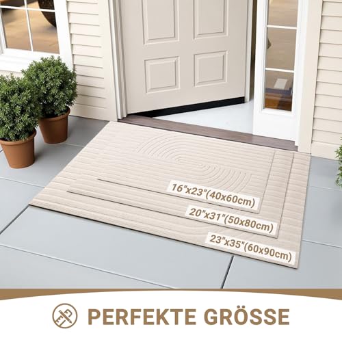 Tuocal Fußmatte 40x60cm, rutschfeste Maschinenwaschbare Schmutzfangmatte, Teppich Wohnzimmer Innen und Außen Türmatte, Wasserdicht Fussmatte für Eingang, Flur, Haustür