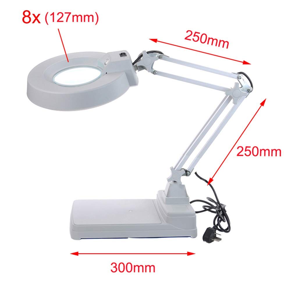 Lupa, 3X/5X/8X/10X, 127 Mm, Lámpara De Escritorio 2 En 1 Con Led, Lupa De Lectura Con Soporte, Luces Led Brillantes De Luz Diurna Para Pasatiempos, Manualidades, Banco De Trabajo, Arte Con Diamantes,