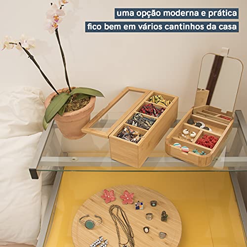 Porta Joias de Bambu com Espelho Médio - Oikos