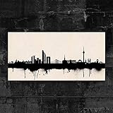 Hängefertig auf Keilrahmen Kunstbruder Düsseldorf Skyline - SW (div. Größen) 3D 4cm - Kunstbild Druck auf Leinwand 40x80cm