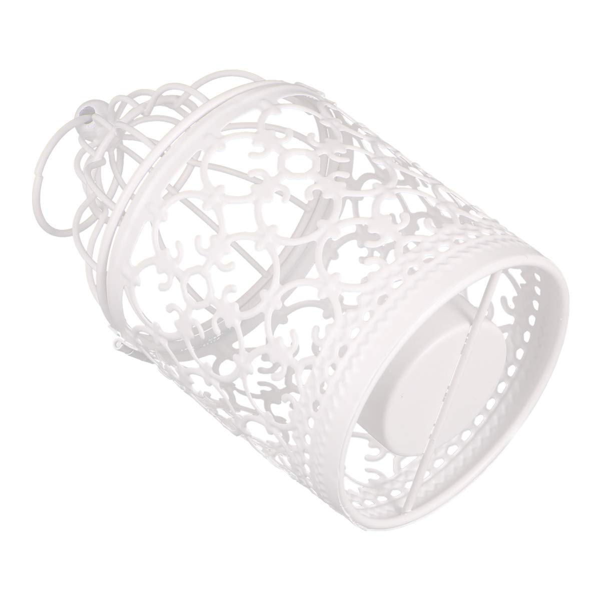 Osaladi White A Metal Tealight Hanging Birdcage Lantern Hollow-Out Candlestick Hanging Candle Holders For Party Wedding Centerpieces Home Decoration (White)