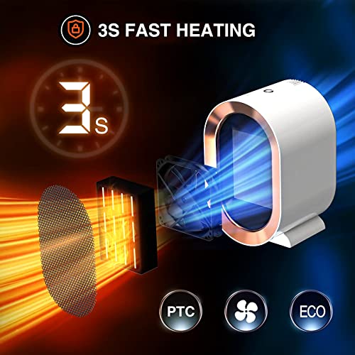 Verwarmingsventilator, 1200 W, energiebesparend, stil, 2 modi, oververhittingsbeveiliging en kantelbeveiliging, stille keramische ventilatorkachel voor kamer, badkamer, binnen (wit) - Afbeelding 5