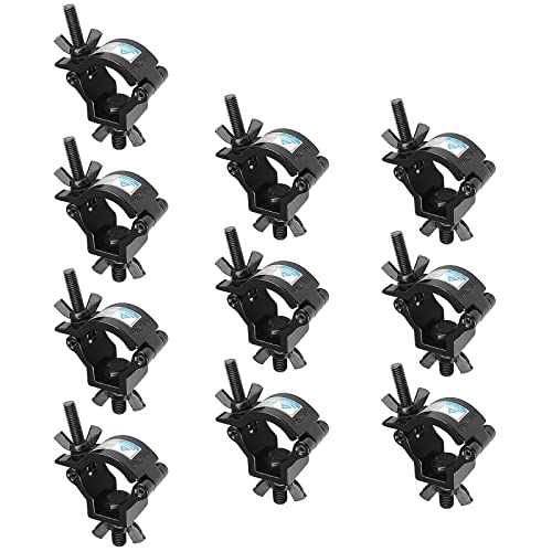 10 Pack Black Truss Clamps, DJ Stage Light Clamp, 1.25" OD (1-1/4...
